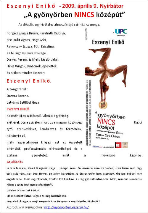 Eszenyi Enikő: A gyönyörben nincs középút