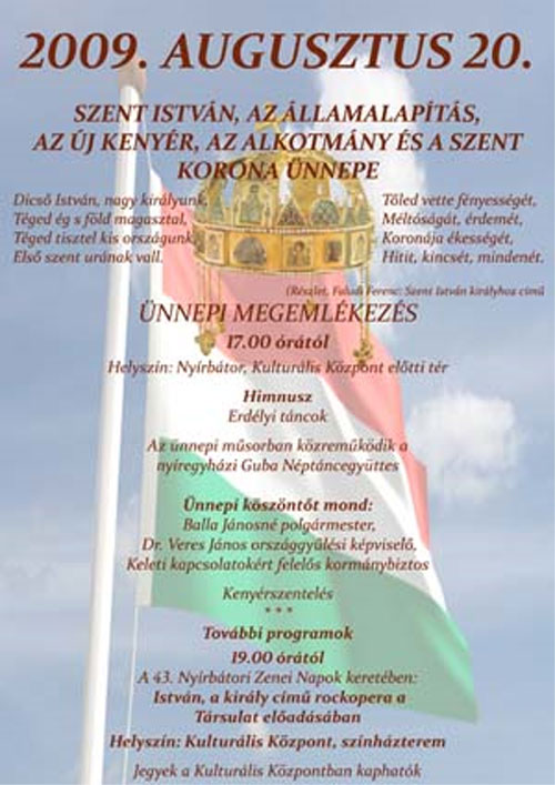 Augusztus 20-i rendezvény plakátja Plakát