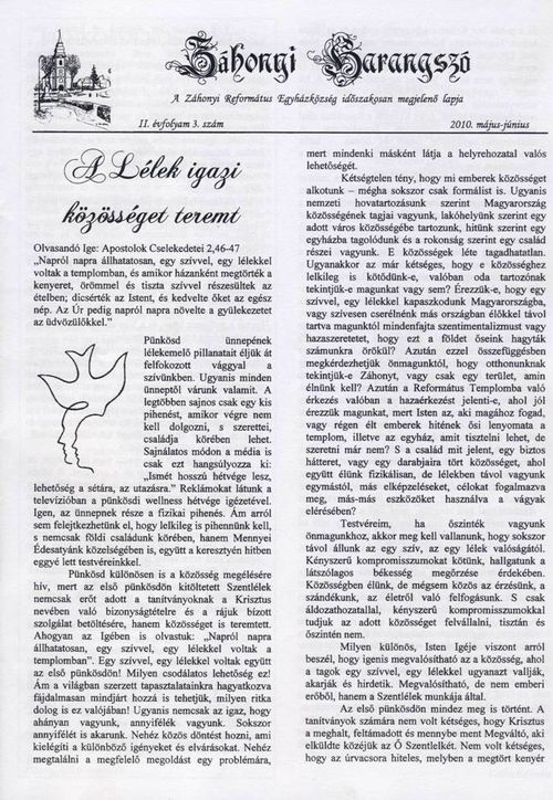 Református orgánum Záhonyban