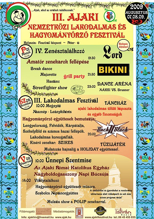 Nemzetközi Lakodalmas és Hagyományőrző Fesztivált Ajakon Nemzetközi Lakodalmas és Hagyományőrző Fesztivált Ajakon