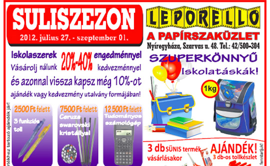 Kezdje az iskolát Nyíregyházán pehelykönnyű iskolatáskával a Leporellótól!