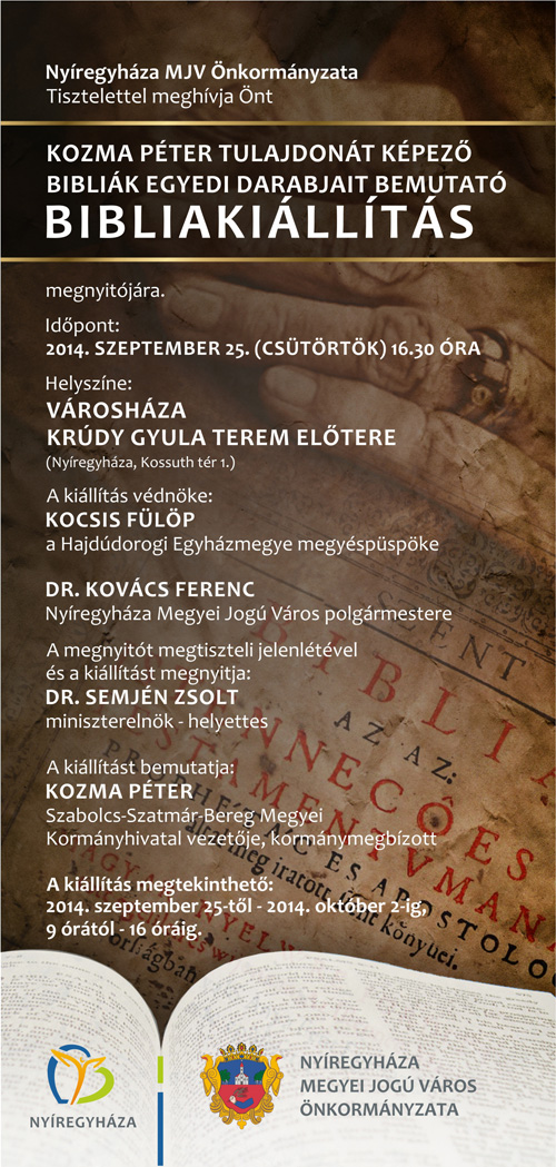 Bibliakiállítás lesz Nyíregyházán